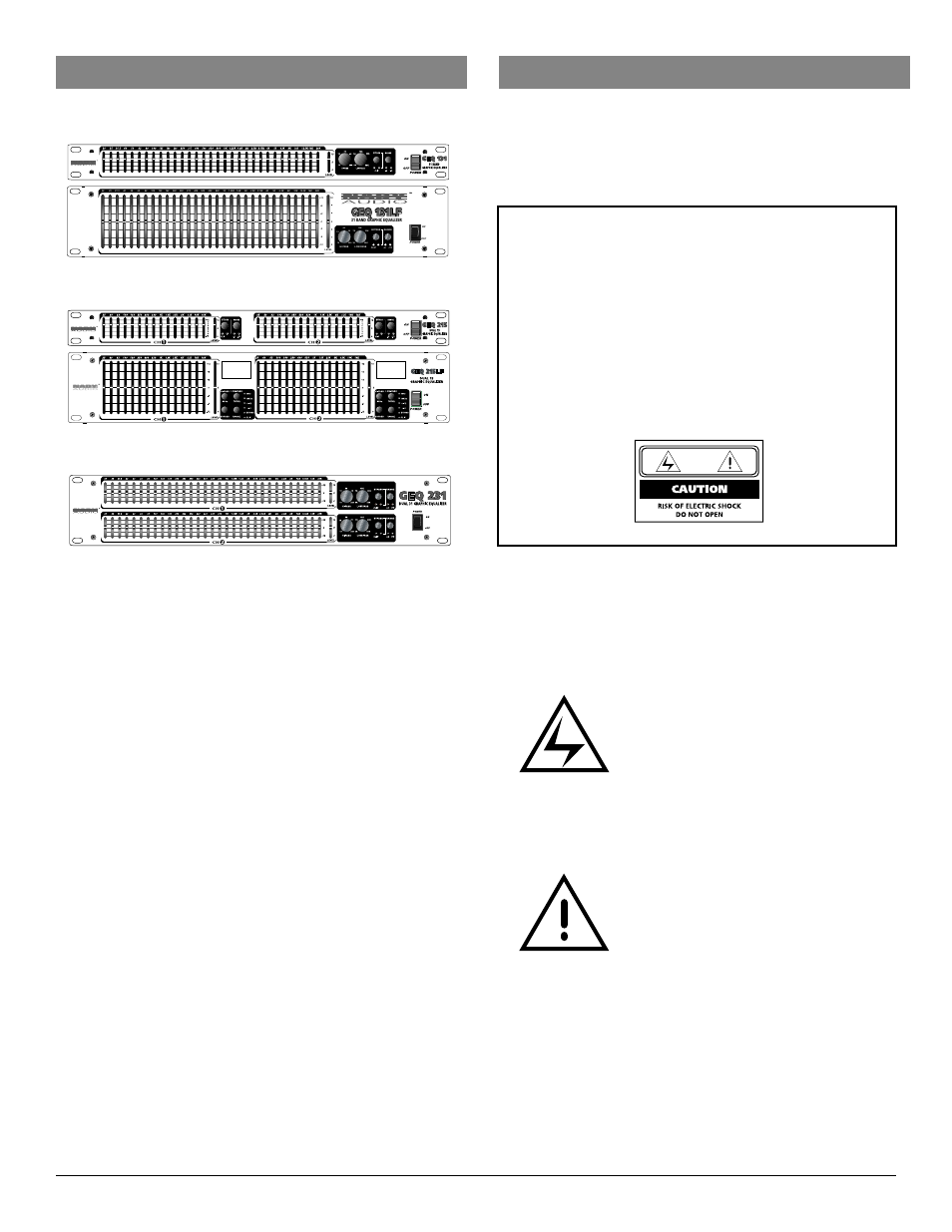 Graphic equalizer geq series, Features warning | Nady Systems GEQ 231 User Manual | Page 3 / 11