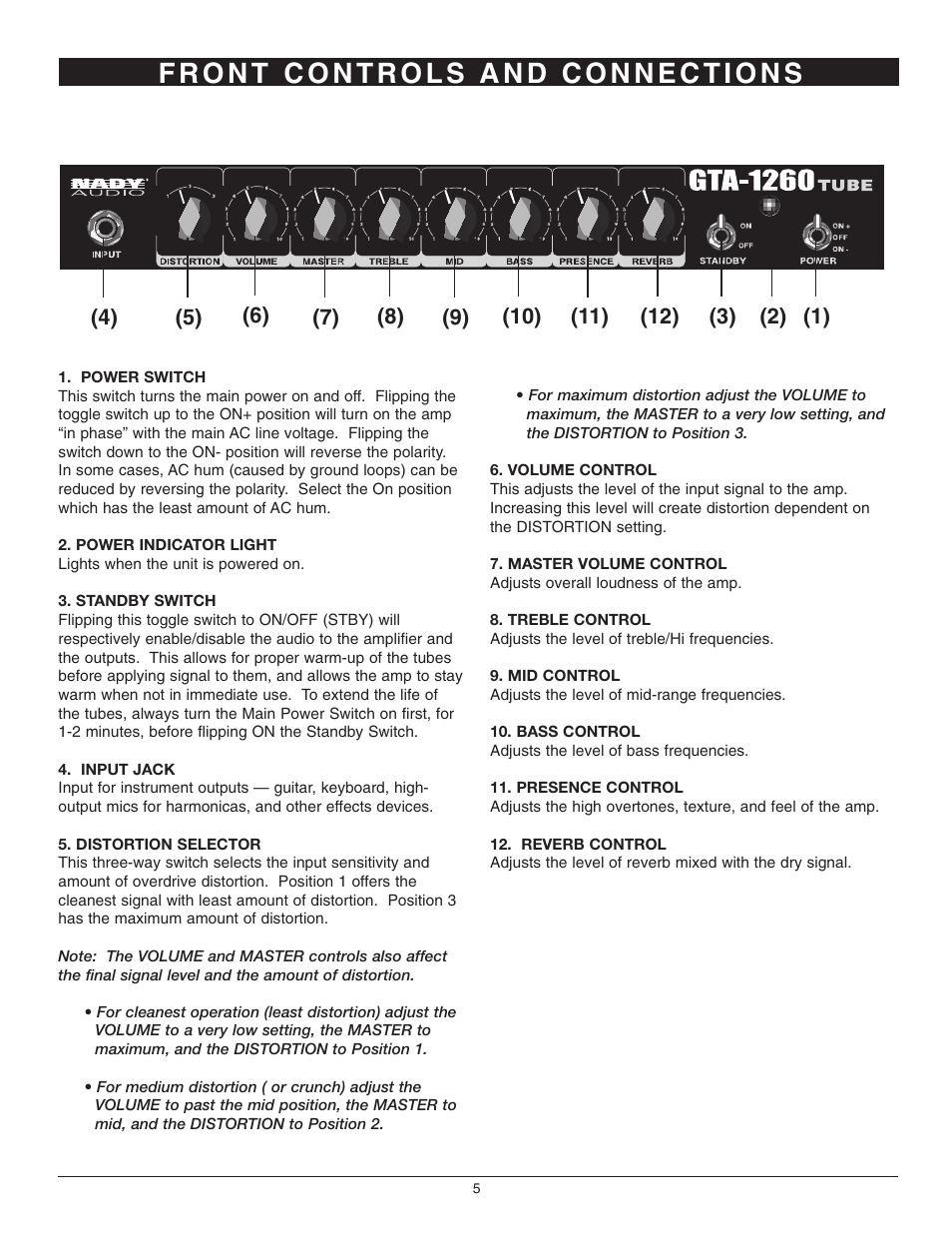 Nady Systems GTA-1260 User Manual | Page 5 / 8