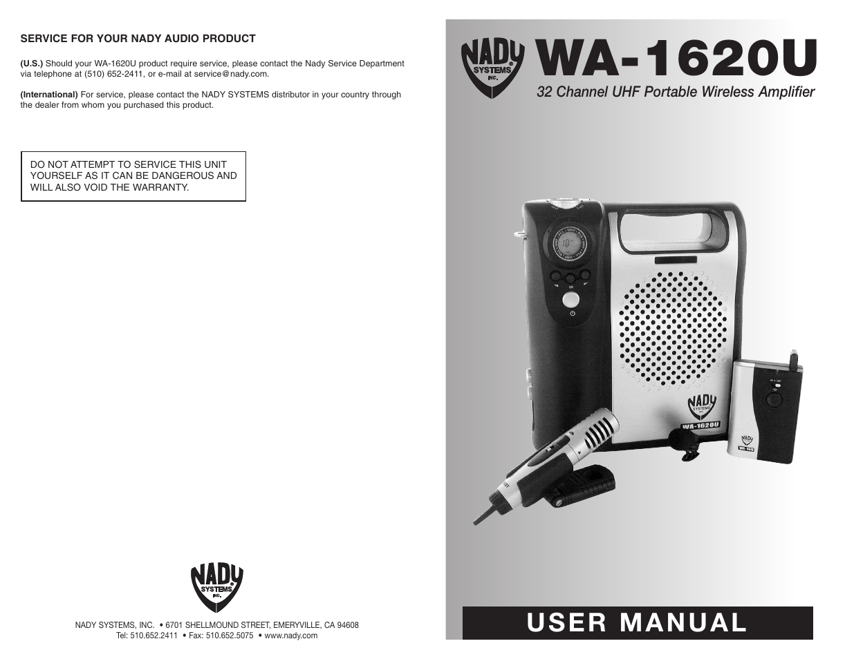 Nady Systems WA-1620U User Manual | 4 pages