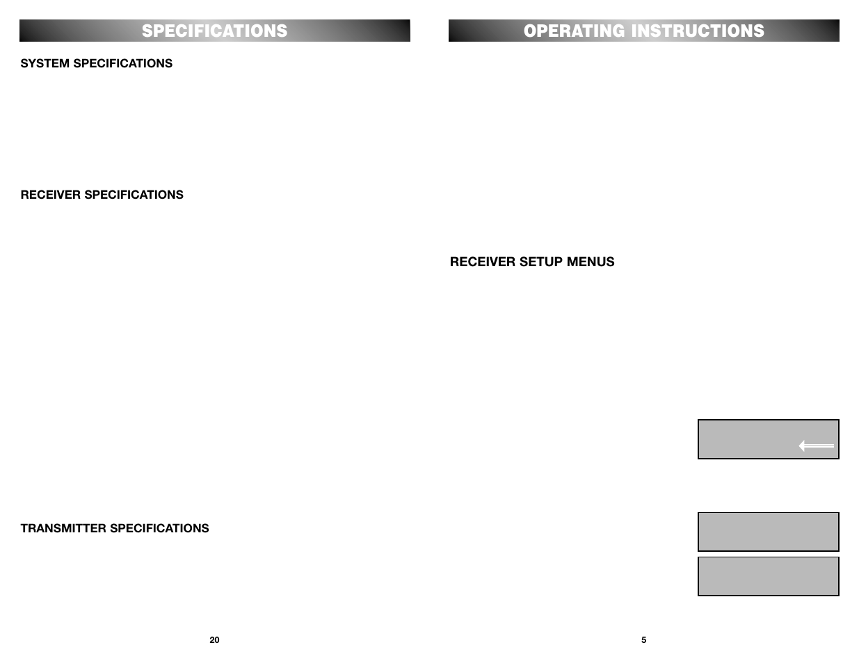 Specifications, Operating instructions | Nady Systems U-1000 User Manual | Page 5 / 12