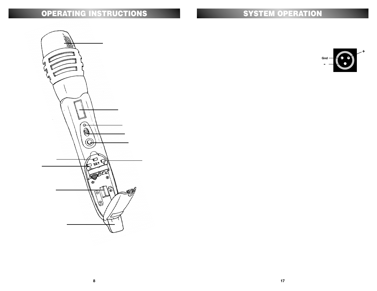 System operation, Operating instructions | Nady Systems U-1000 User Manual | Page 8 / 12