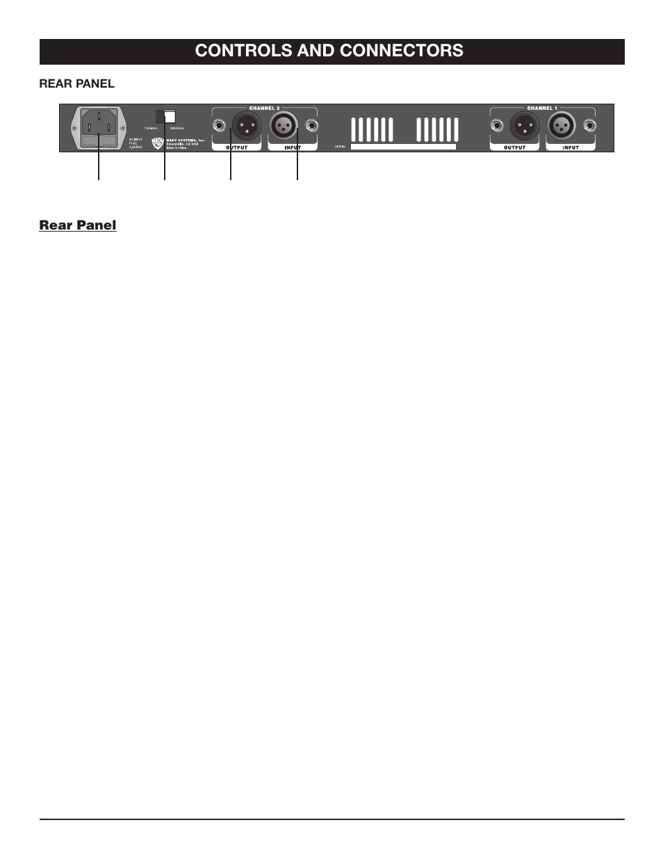 Controls and connectors, Rear panel | Nady Systems TMP-2 User Manual | Page 6 / 8