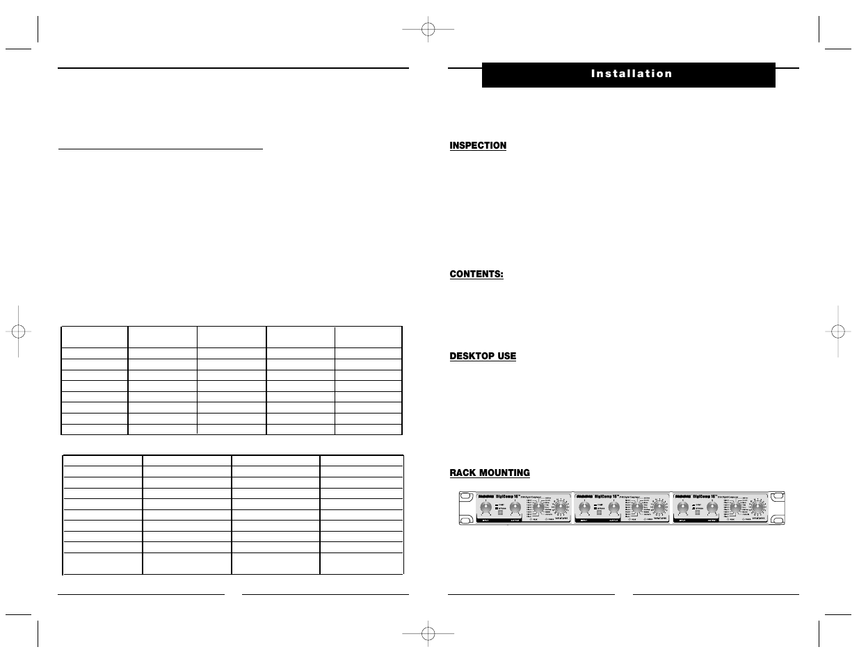 Compression effects summary table | Nady Systems dig comp 16 User Manual | Page 5 / 10