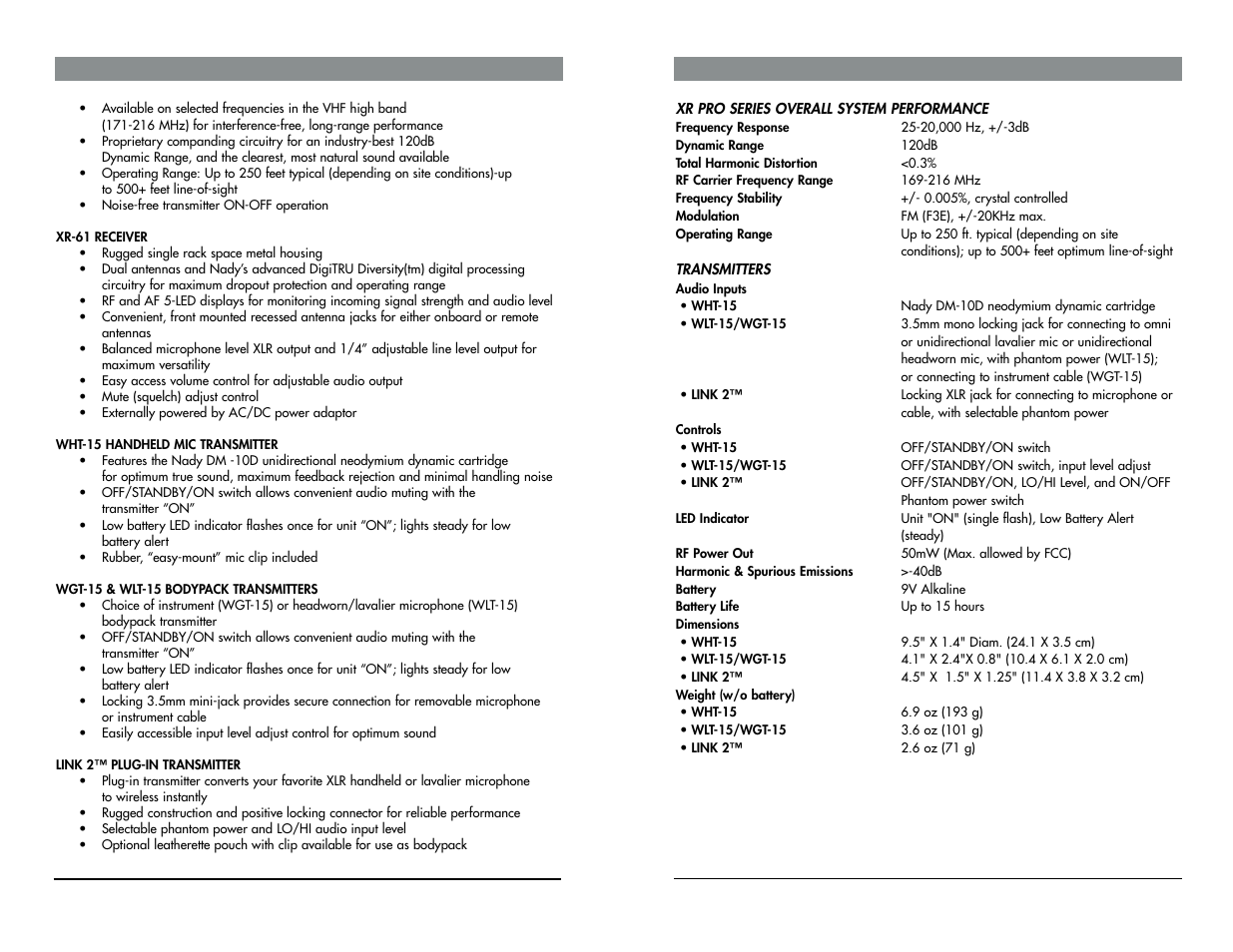 Nady Systems XR-61 User Manual | Page 4 / 10