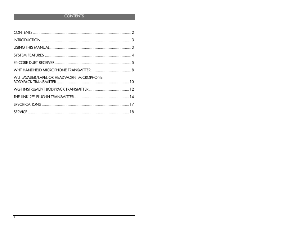 Nady Systems Dual Receiver VHF Wireless Microphone System Encore Duet User Manual | Page 2 / 10