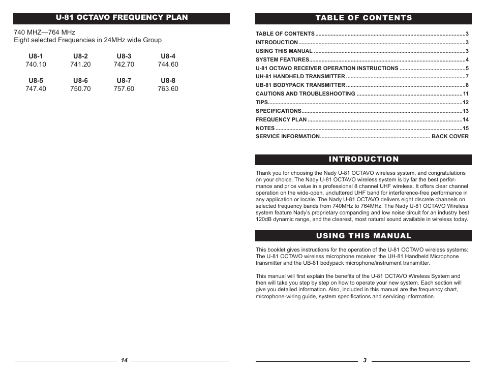 Nady Systems OCTAVO U-81 User Manual | Page 3 / 8