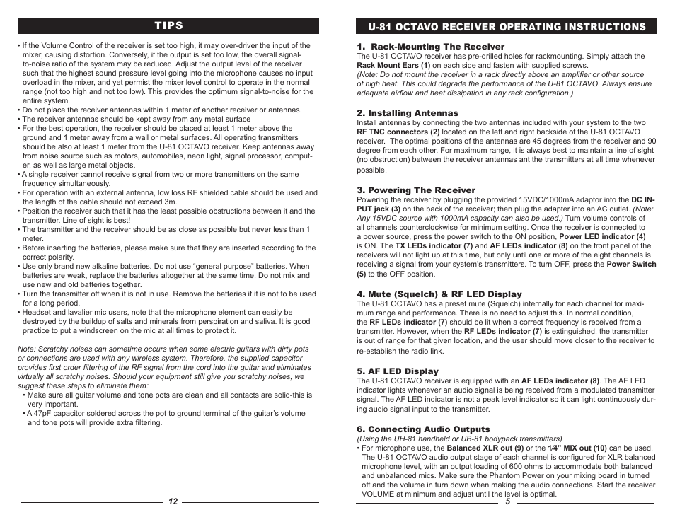 Nady Systems OCTAVO U-81 User Manual | Page 5 / 8