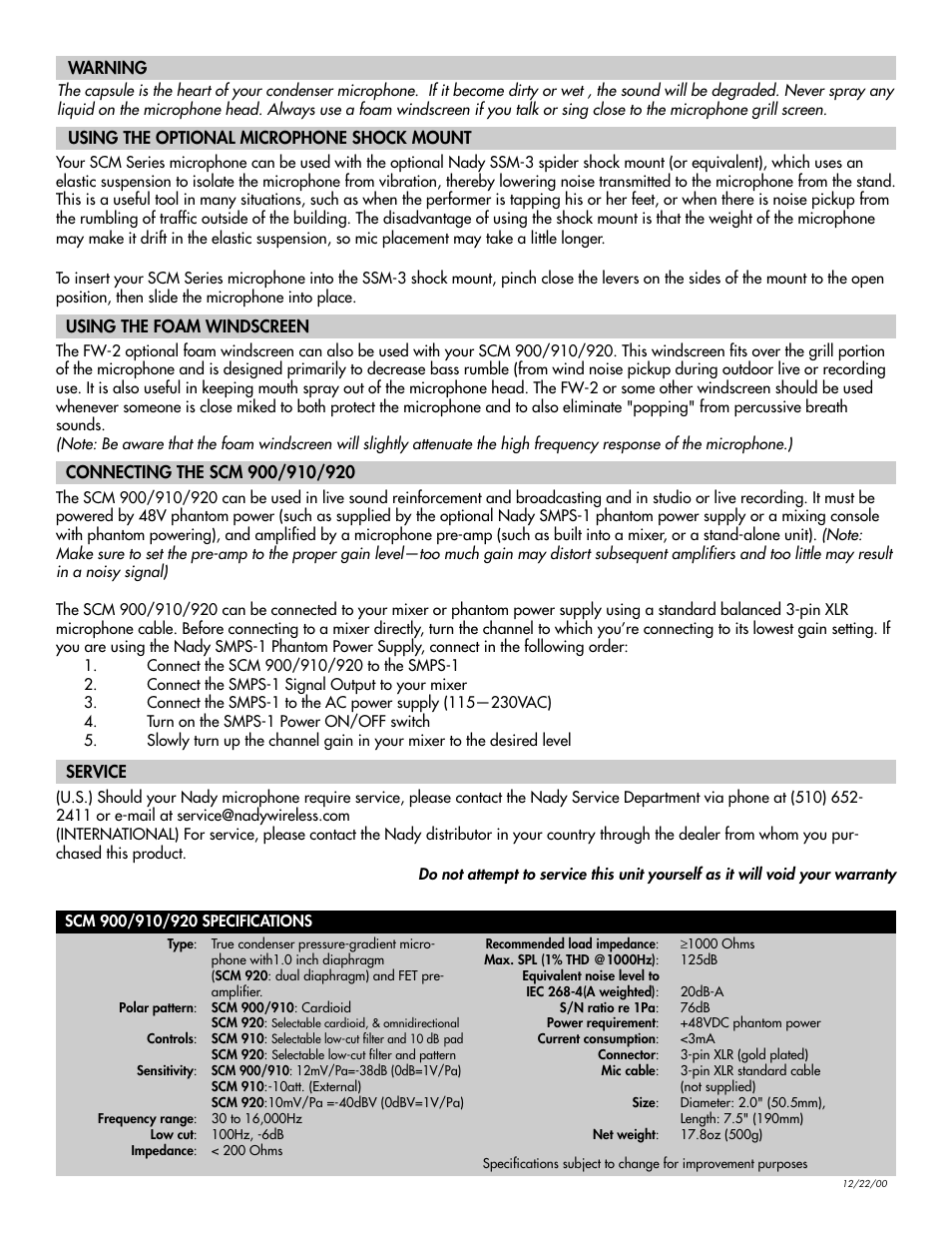Nady Systems SCM 900 User Manual | Page 2 / 2