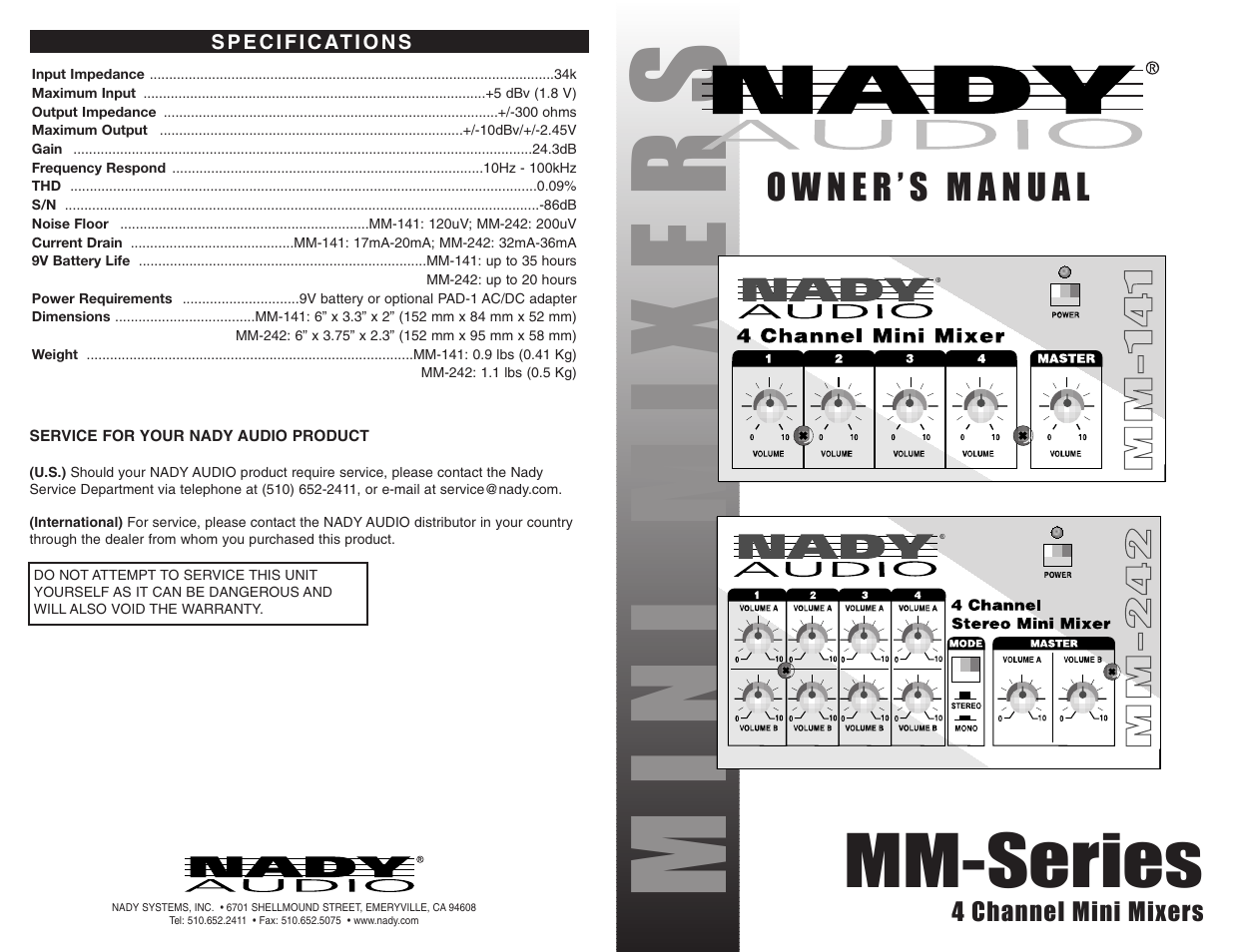 Nady Systems MM User Manual | 2 pages