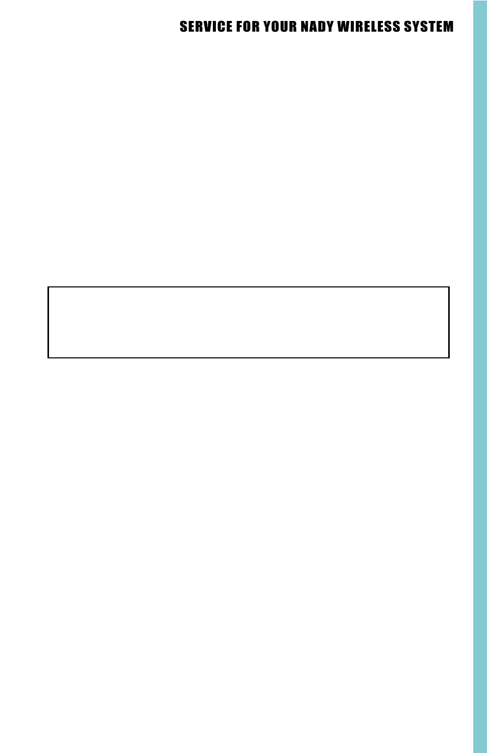 Service for your nady wireless system | Nady Systems UHF-16 User Manual | Page 18 / 19