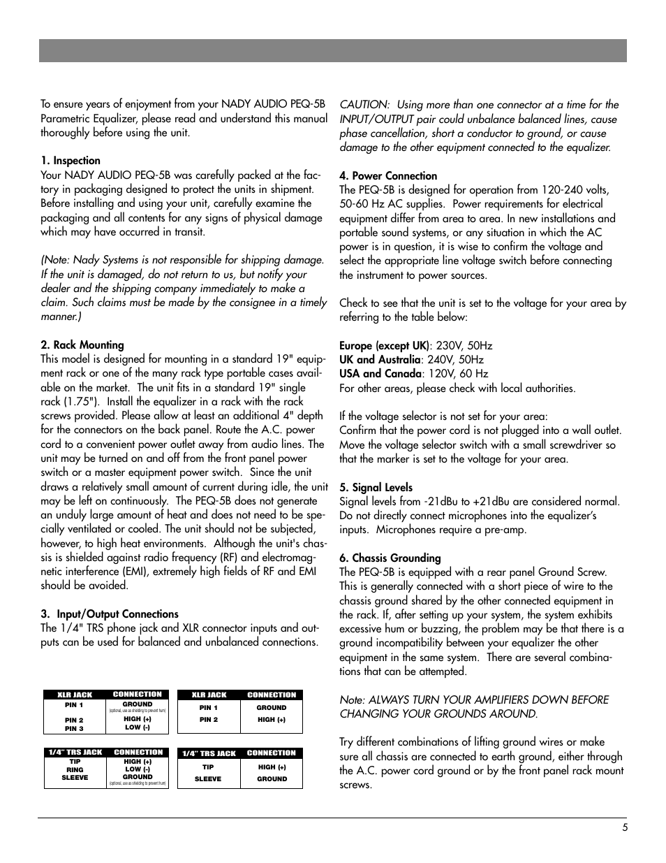 Installation | Nady Systems PEQ-5B User Manual | Page 5 / 12