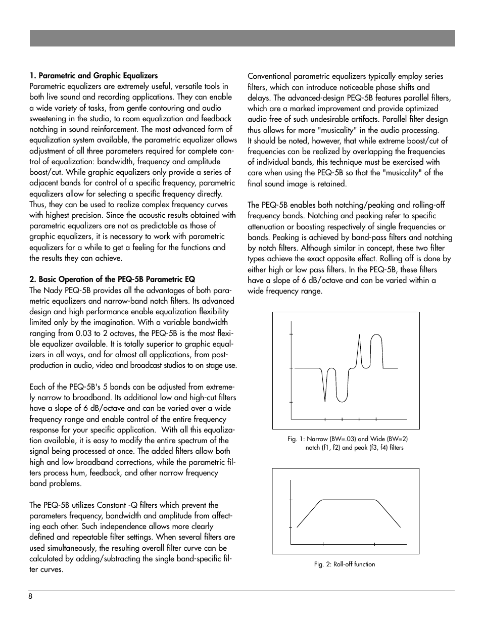 Operation, Applications, Typical applications | Nady Systems PEQ-5B User Manual | Page 8 / 12