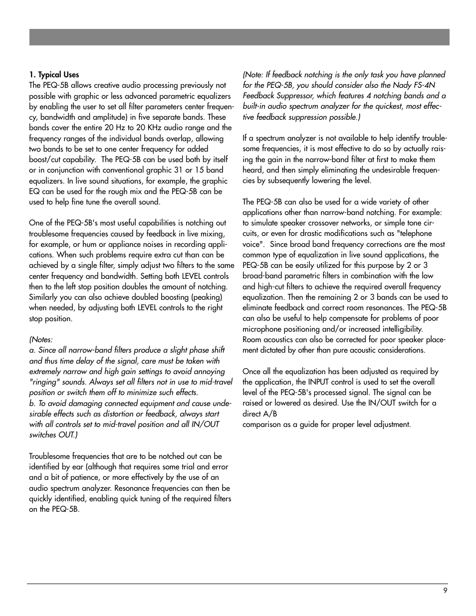 Nady Systems PEQ-5B User Manual | Page 9 / 12