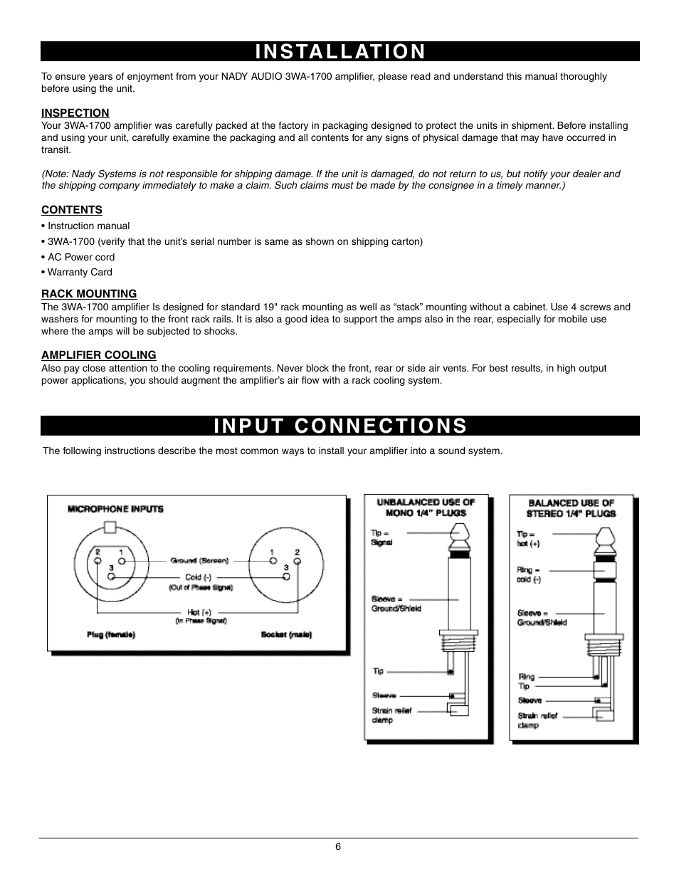 I n s ta l l at i o n | Nady Systems 3WA-1700 User Manual | Page 6 / 11