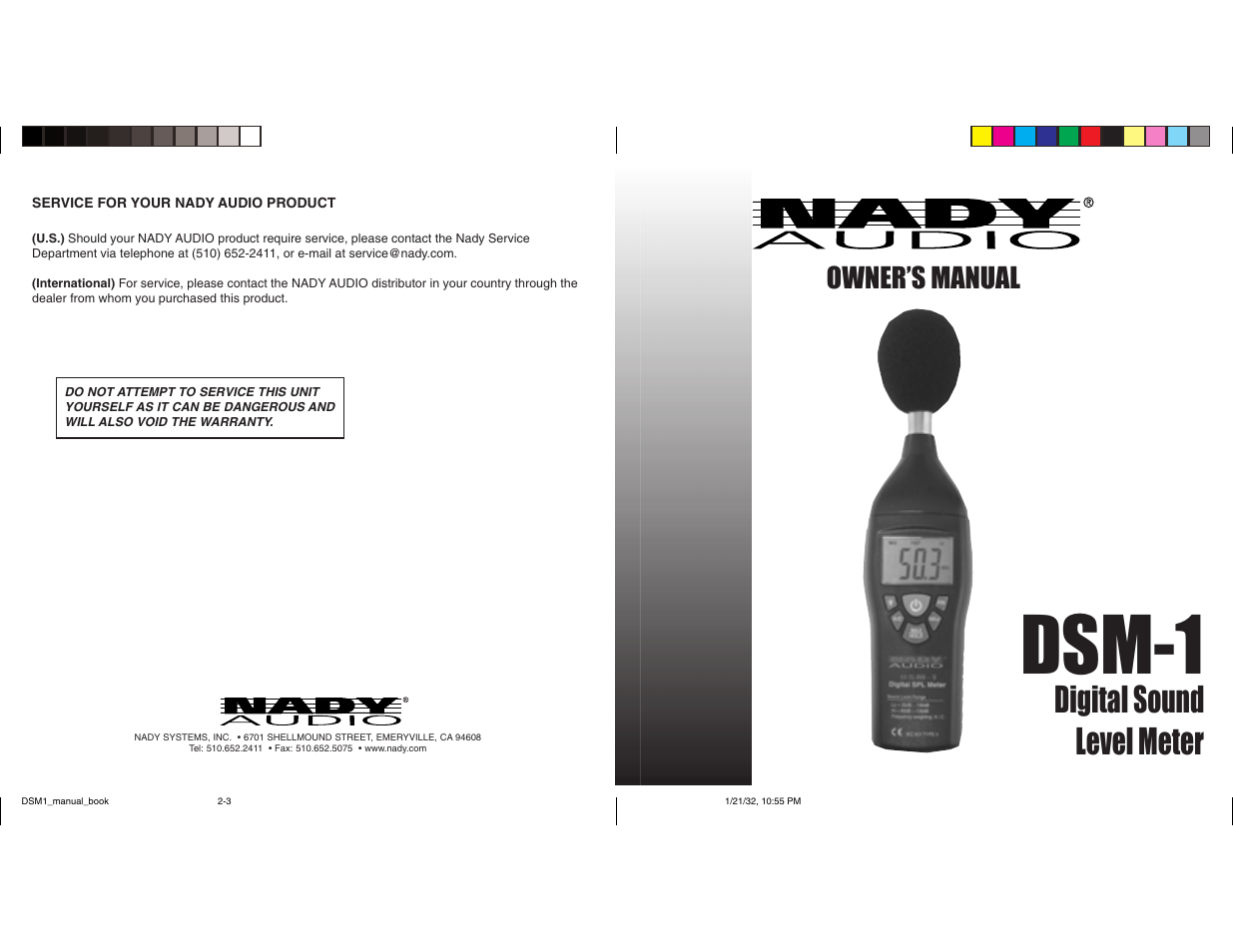 Nady Systems Digital Sound Level Meter DSM-1 User Manual | 4 pages