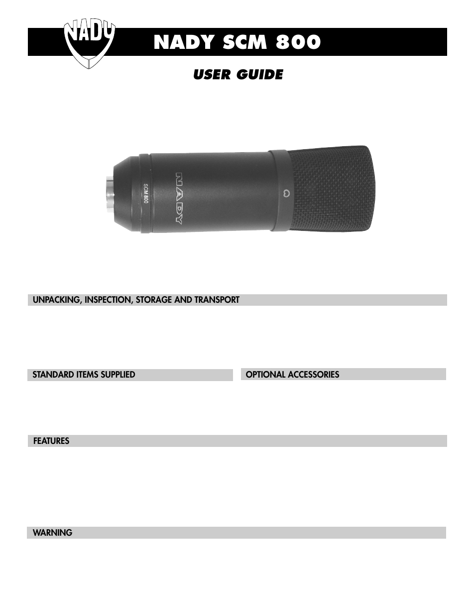 Nady Systems SCM 800 User Manual | 2 pages