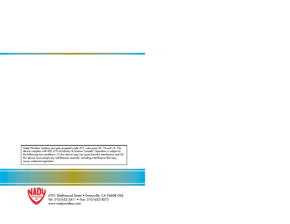Nady Systems Encore I User Manual | Page 11 / 11