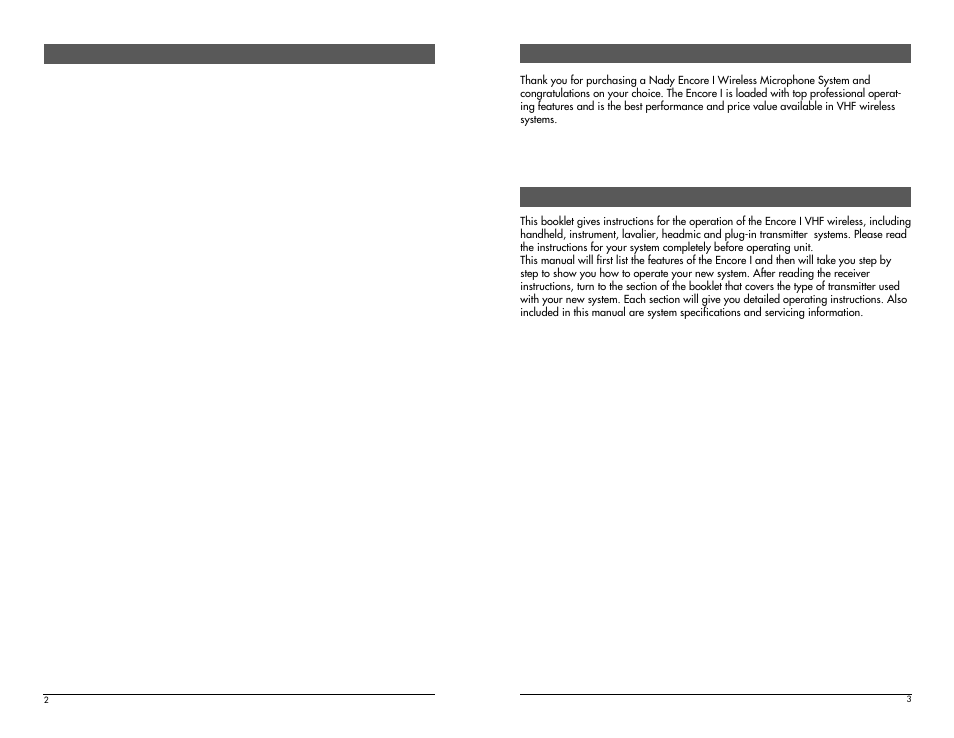 Nady Systems Encore I User Manual | Page 2 / 11