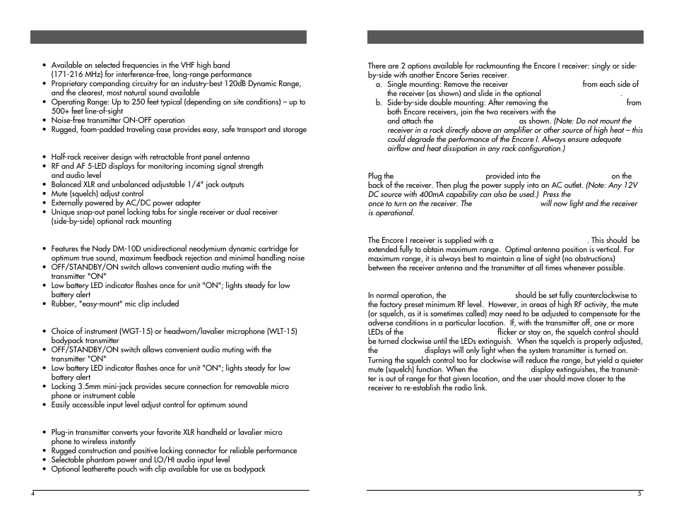 Nady Systems Encore I User Manual | Page 3 / 11