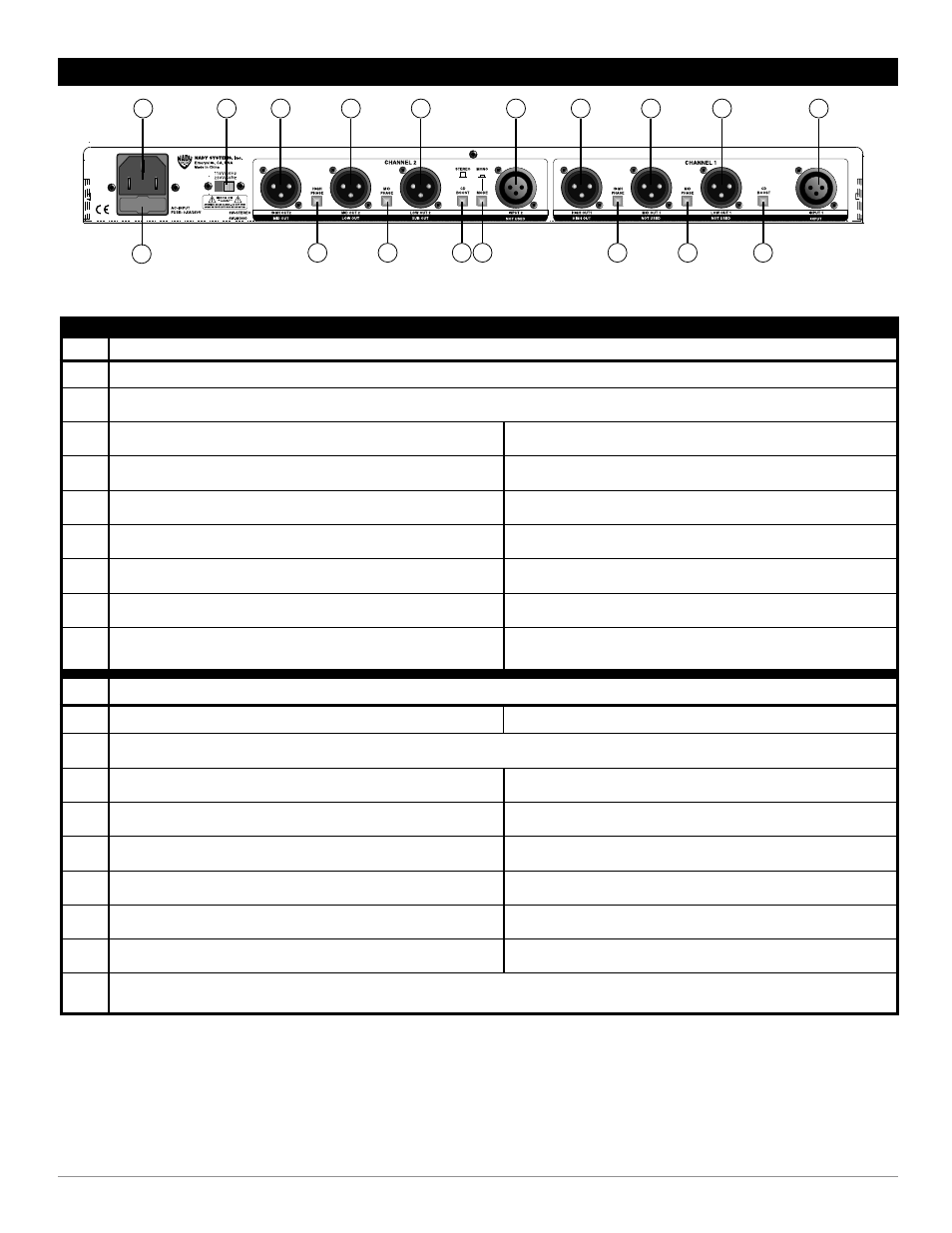 Rear panel, Connections, Way stereo / 4-way mono active crossover | Nady Systems CX-2314 User Manual | Page 5 / 10