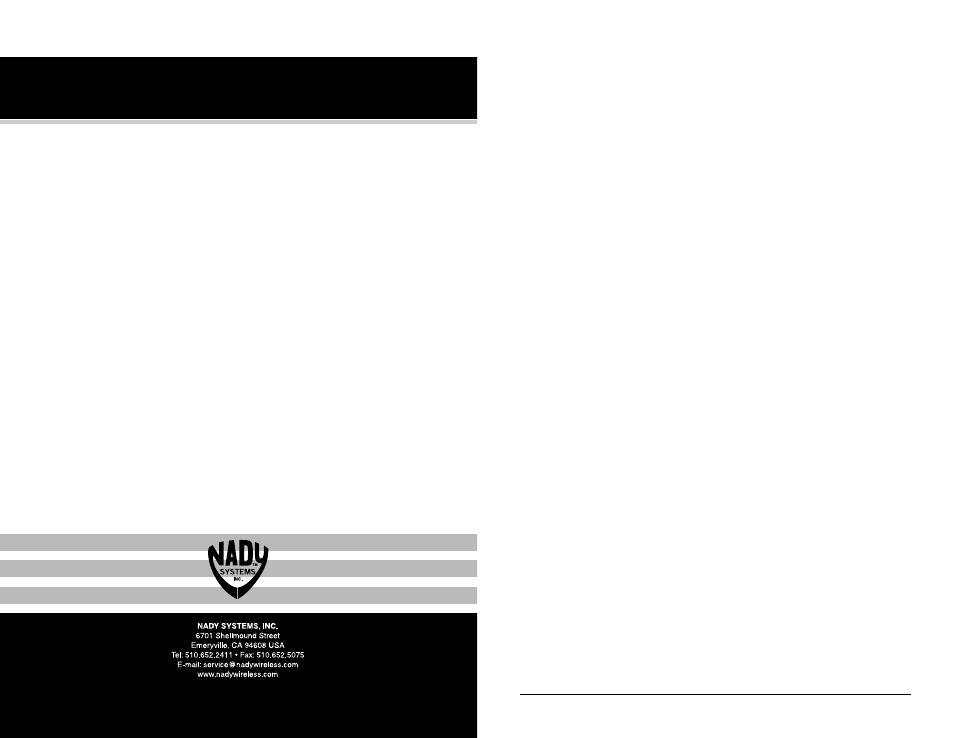 Nady Systems UHF 10 User Manual | Page 8 / 8