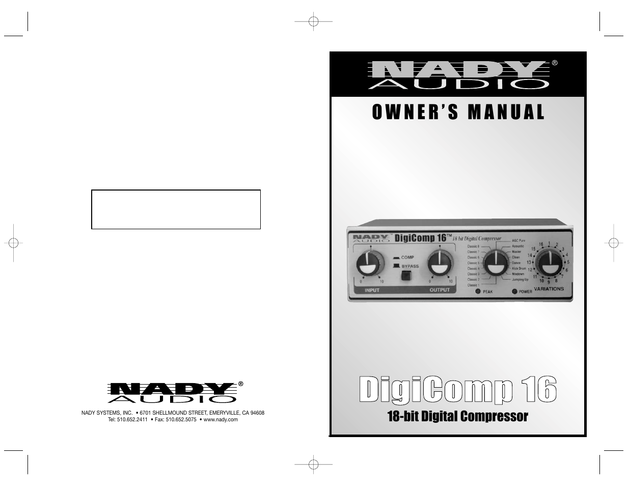 Nady Systems DIGICOMP 16 User Manual | 10 pages