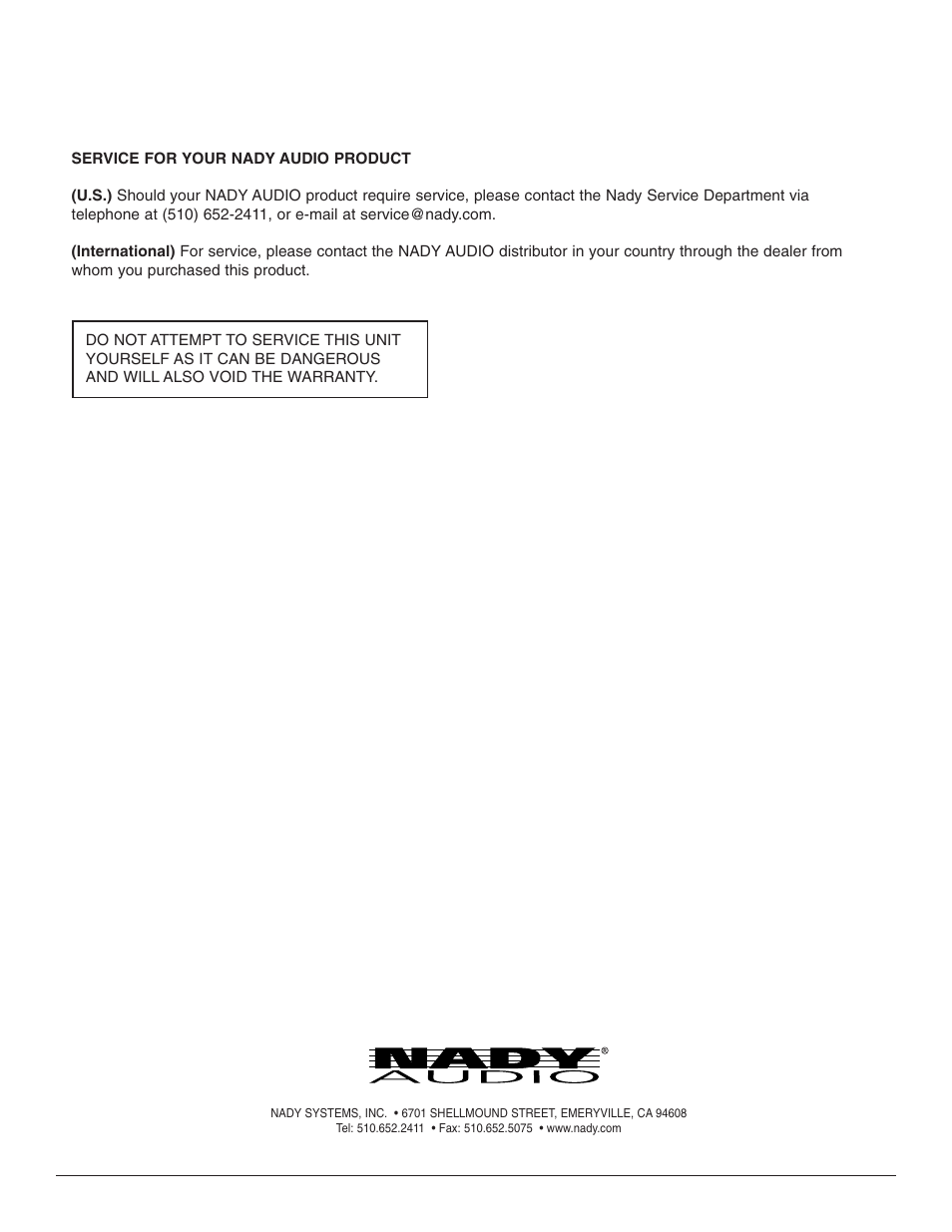 Nady Systems SMA-2130 User Manual | Page 8 / 8
