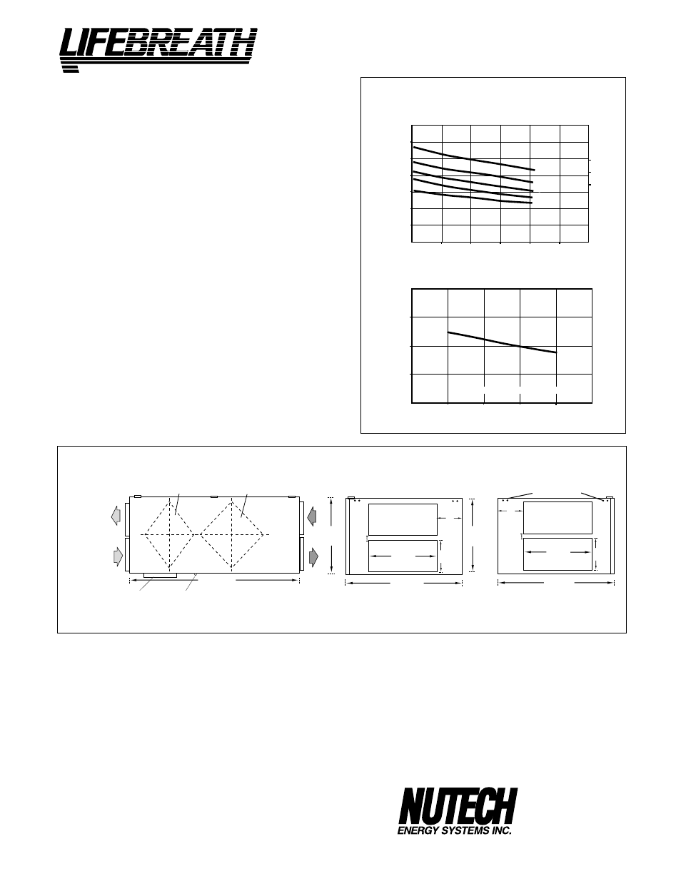 Model 500erv, Dimensions 500erv, Specifications | Performance, Options, Airflows (each air stream), Temperature effectiveness | Lifebreath 500ERV User Manual | Page 10 / 31