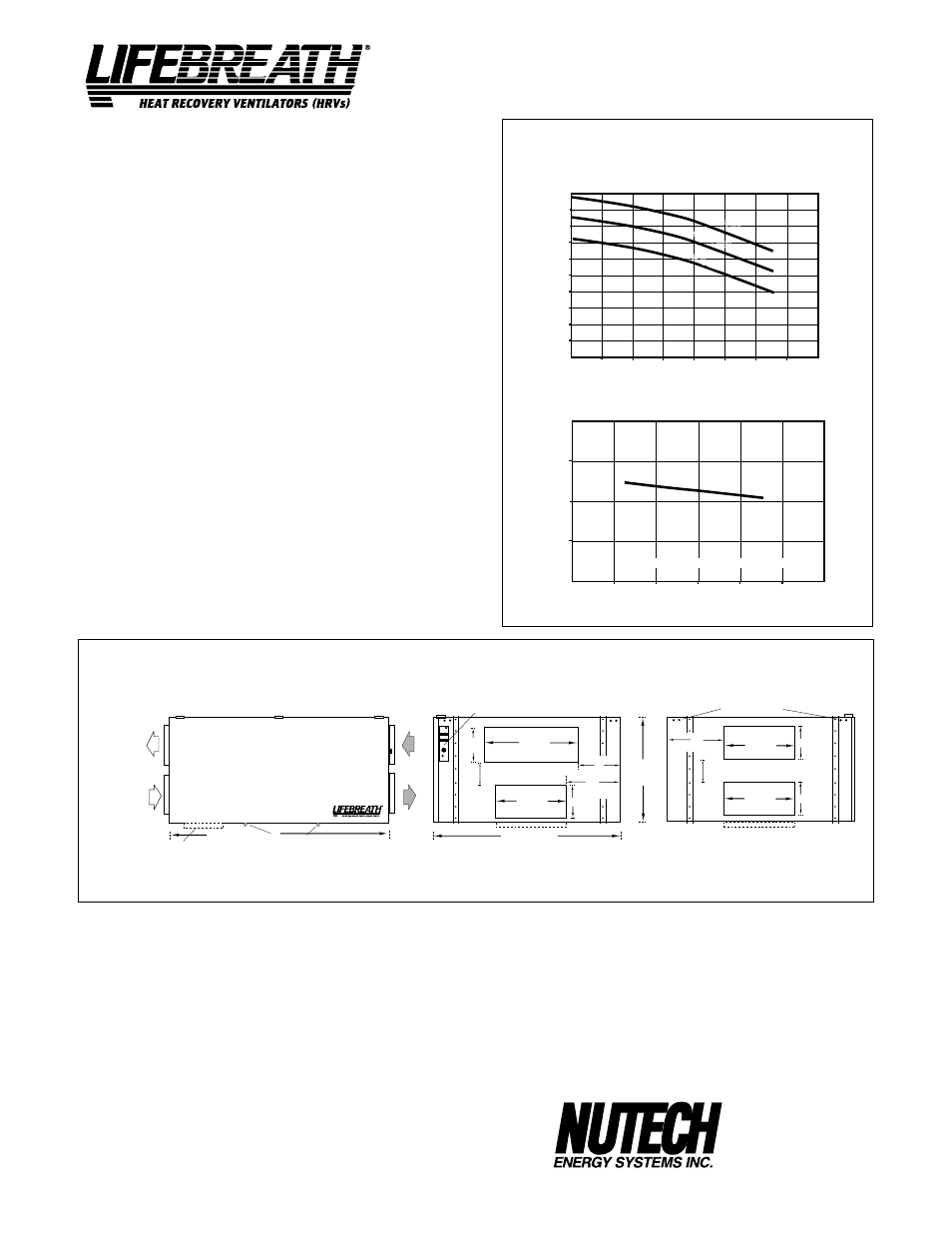 Model 850, Fd/dd, Dimensions 850 | Specifications, Performance, Airflows (each air stream), Temperature effectiveness | Lifebreath 500ERV User Manual | Page 7 / 31