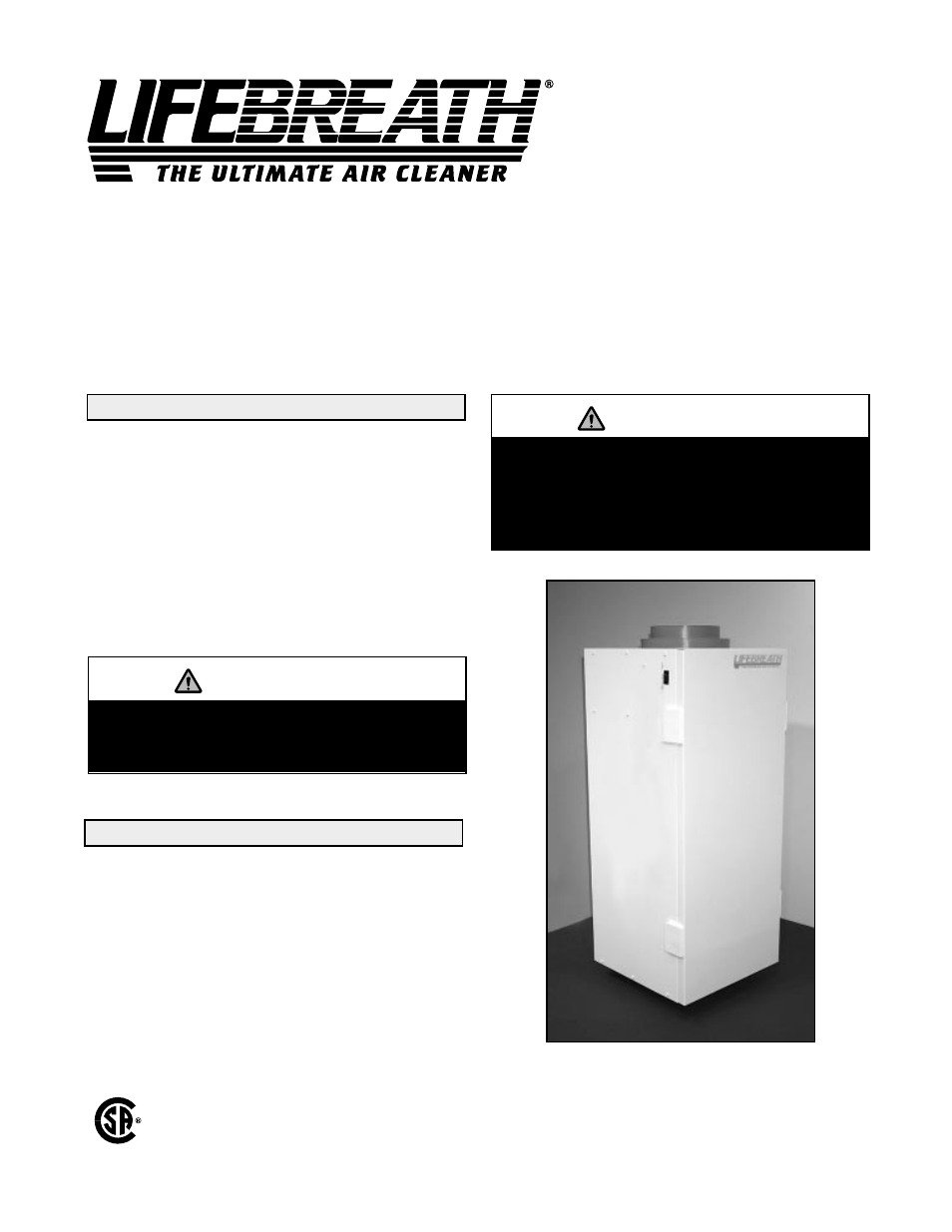 Lifebreath TFP3000 User Manual | 4 pages