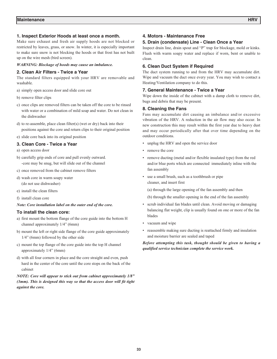 Lifebreath RNC120D User Manual | Page 33 / 36