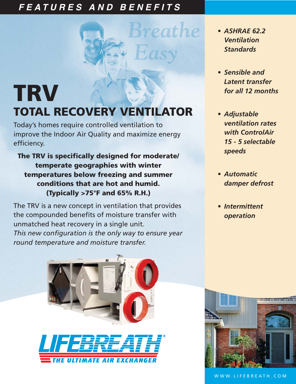 Lifebreath 195TRV User Manual | 2 pages