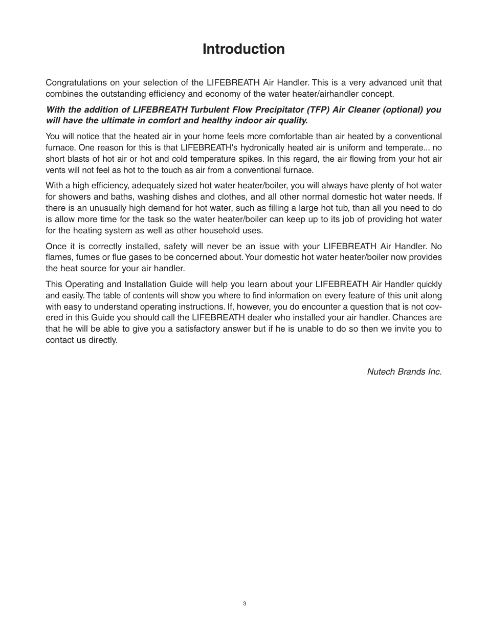 Introduction | Lifebreath AH80BHW User Manual | Page 3 / 32