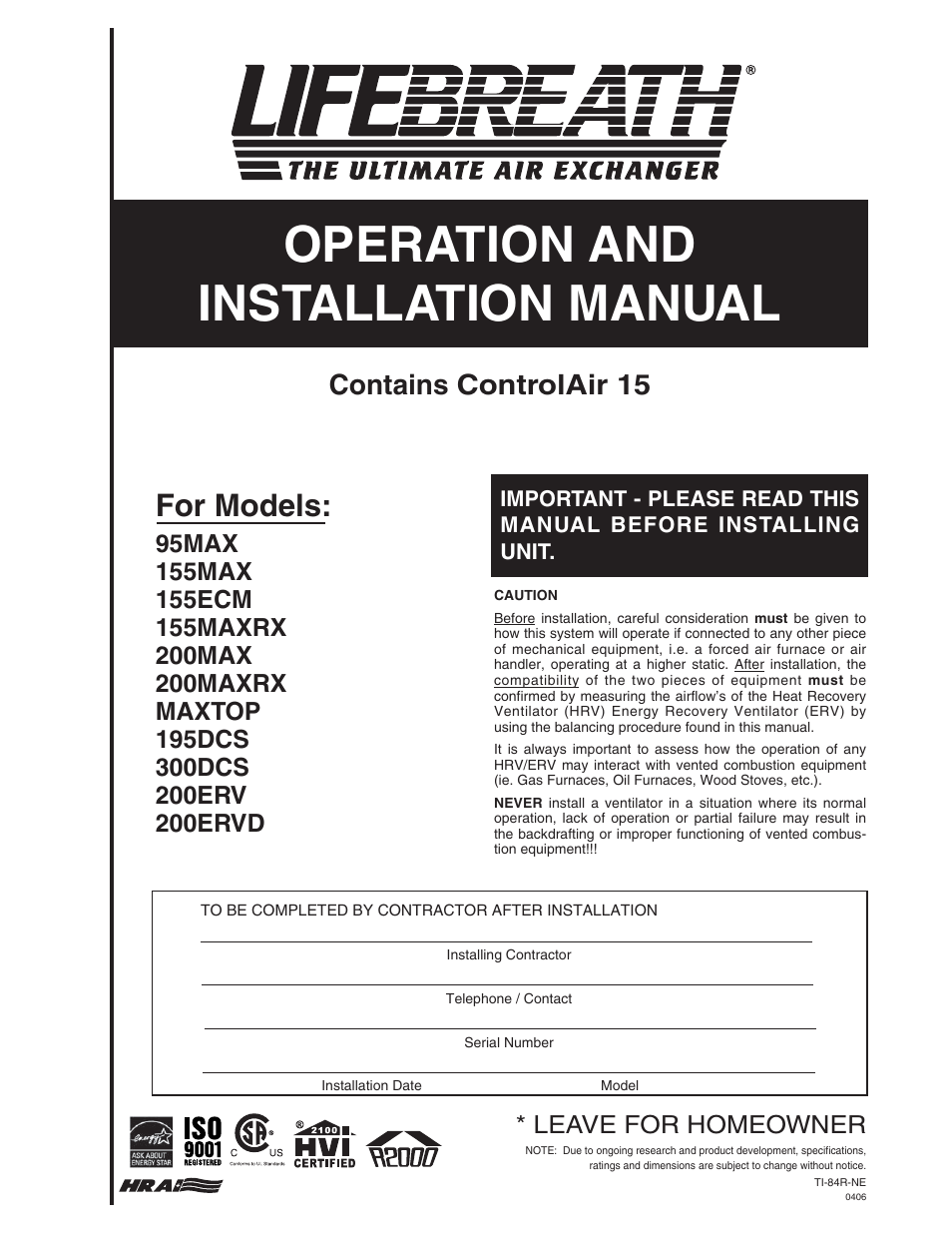 Lifebreath 200MAX RX  EN User Manual | 36 pages