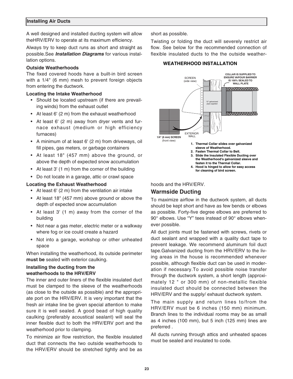 Warmside ducting | Lifebreath 200MAX RX  EN User Manual | Page 23 / 36