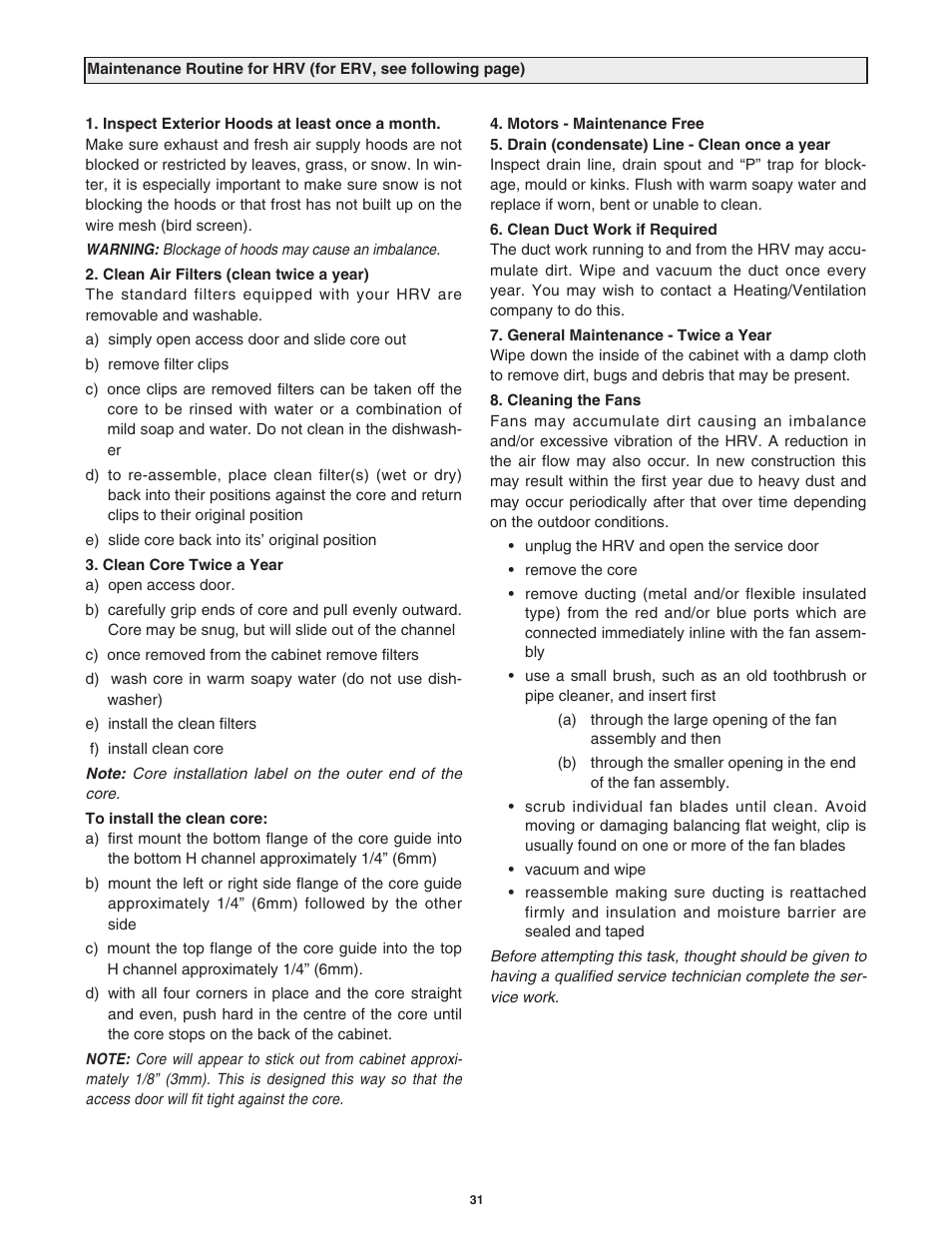 Lifebreath 200MAX RX  EN User Manual | Page 31 / 36