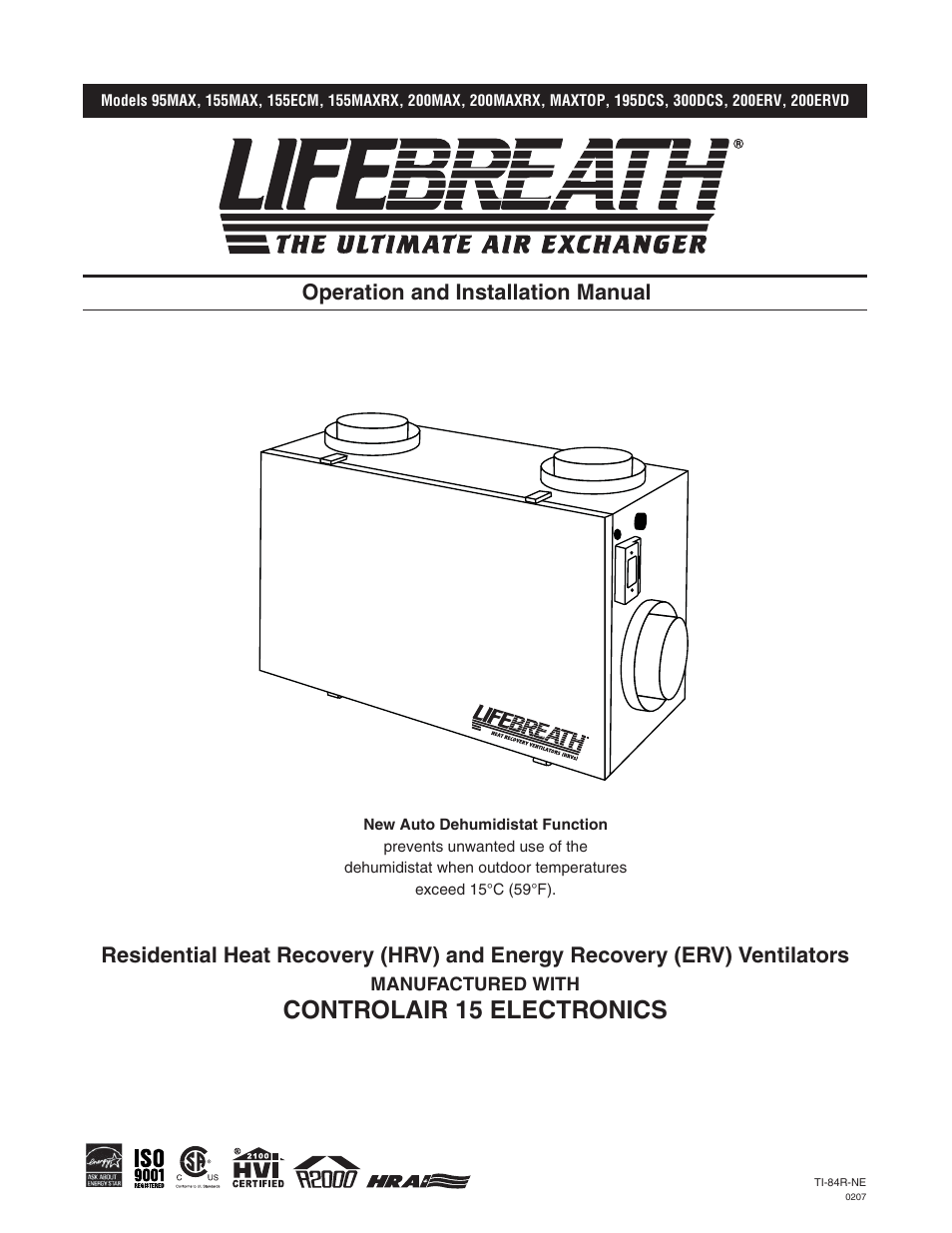 Lifebreath MAXTOP User Manual | 36 pages