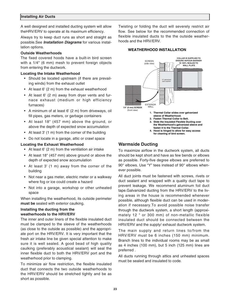Warmside ducting | Lifebreath MAXTOP User Manual | Page 23 / 36