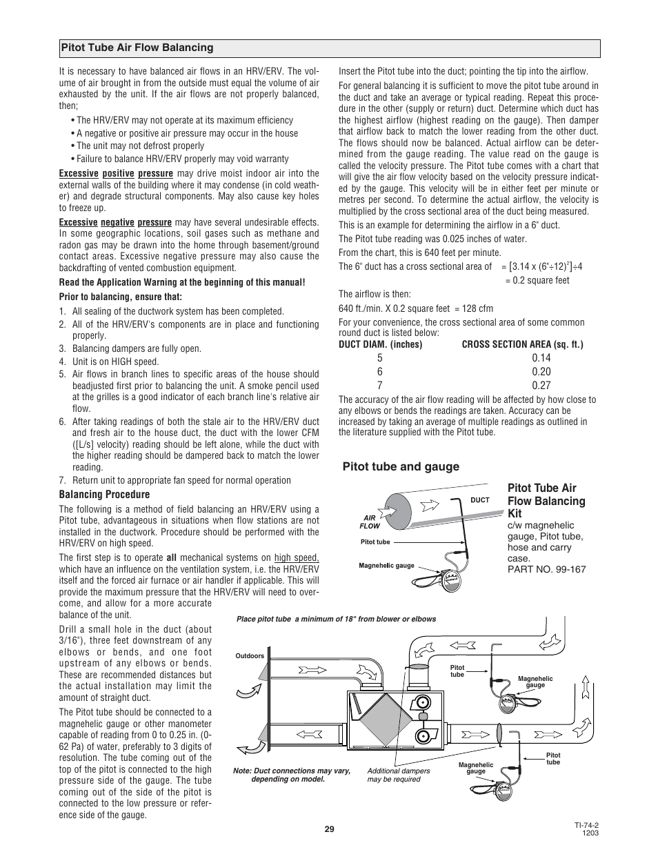 Pitot tube and gauge, Pitot tube air flow balancing kit | Lifebreath MAXTOP User Manual | Page 29 / 36