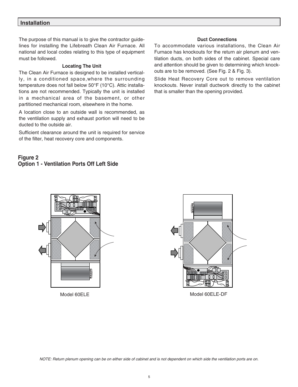 Lifebreath CLEAN AIR FURNACE 60ELE User Manual | Page 5 / 16