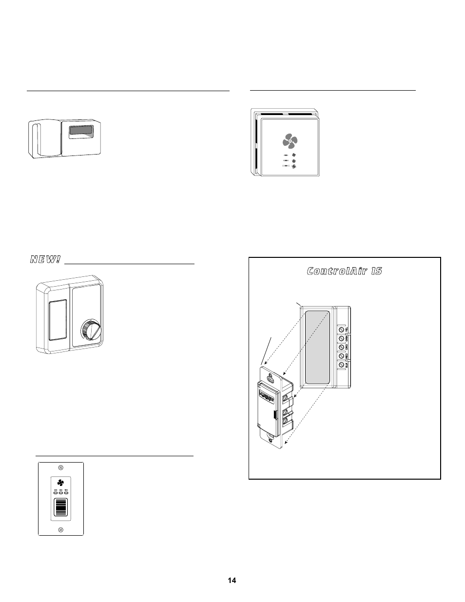 Controlair 15, Air sentry™ air quality sensor, Digital electronic timer (det) | Programmable ventilation controller (pvc), Ventilation dehumidistat | Lifebreath 200ERVD User Manual | Page 14 / 32