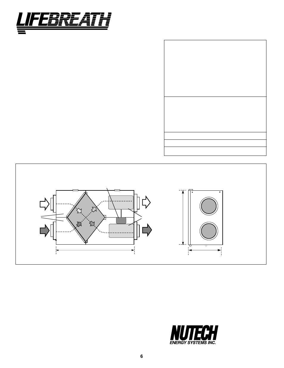 Model 200 erv, Dimensions 200 erv, Engineering data | Performance | Lifebreath 200ERVD User Manual | Page 6 / 32