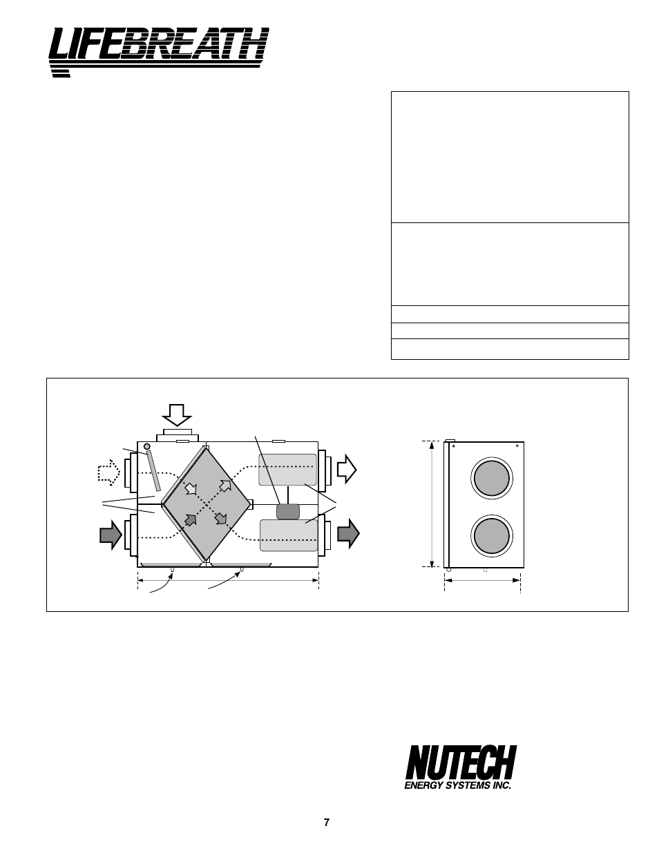 Model 200 ervd, Dimensions 200 ervd, Engineering data | Performance | Lifebreath 200ERVD User Manual | Page 7 / 32