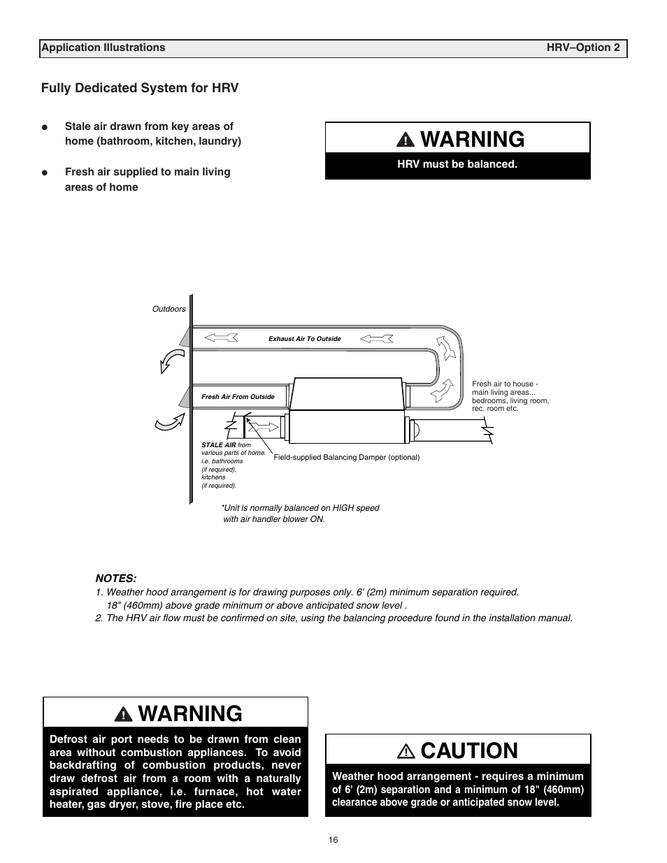 Warning, Caution | Lifebreath RNC120F User Manual | Page 16 / 28