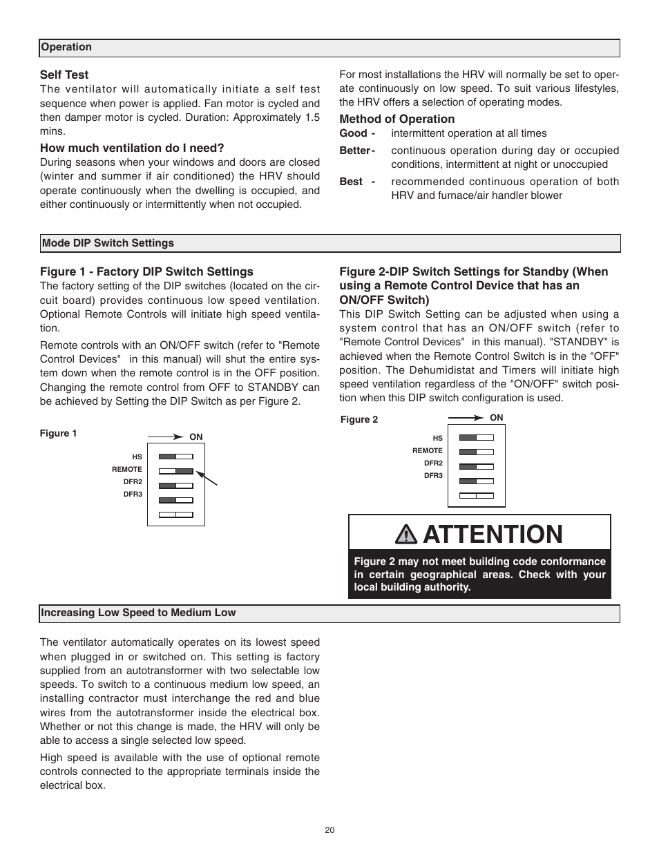 Attention | Lifebreath RNC120F User Manual | Page 20 / 28