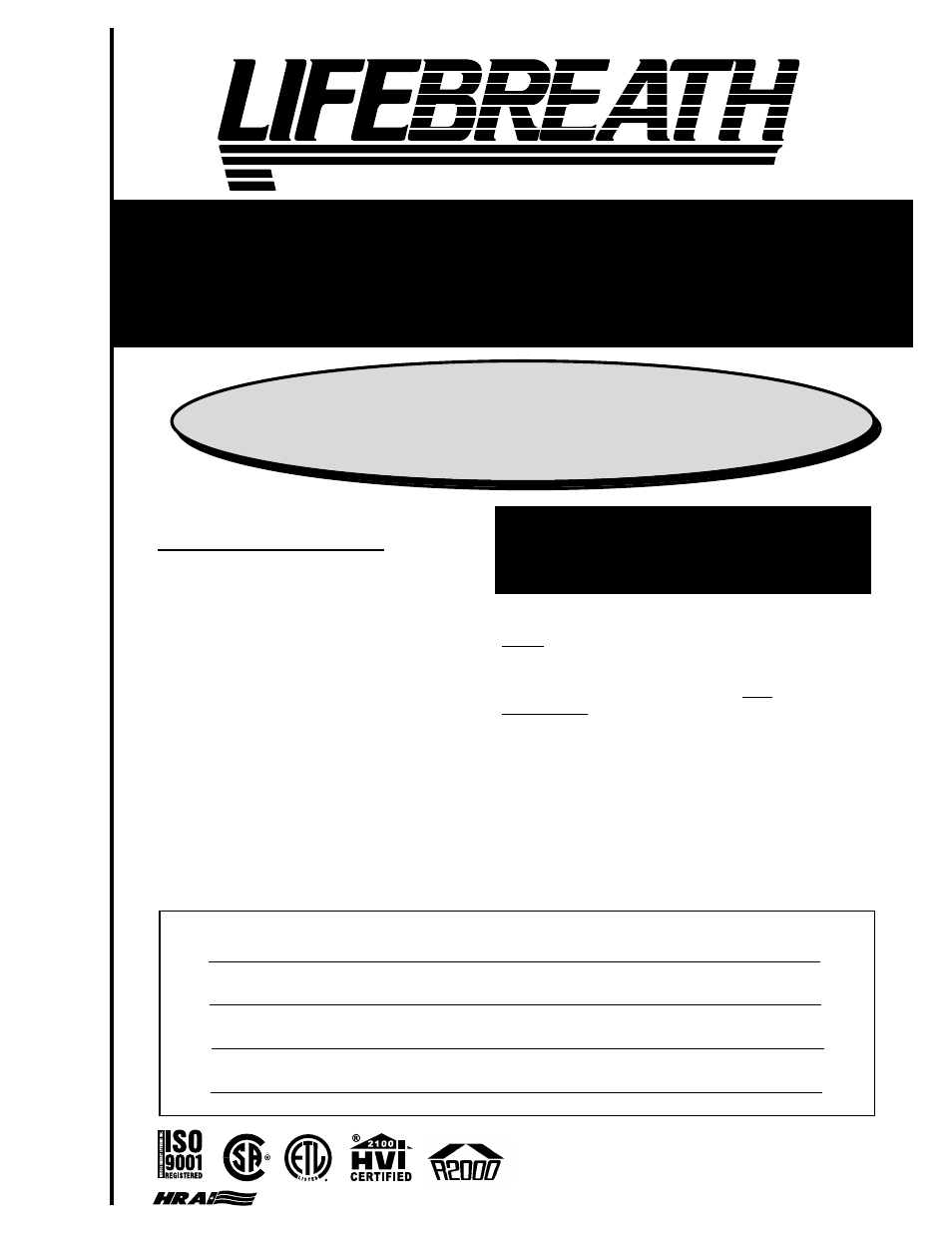 Lifebreath CONTROLAIR 15 200MAX User Manual | 32 pages