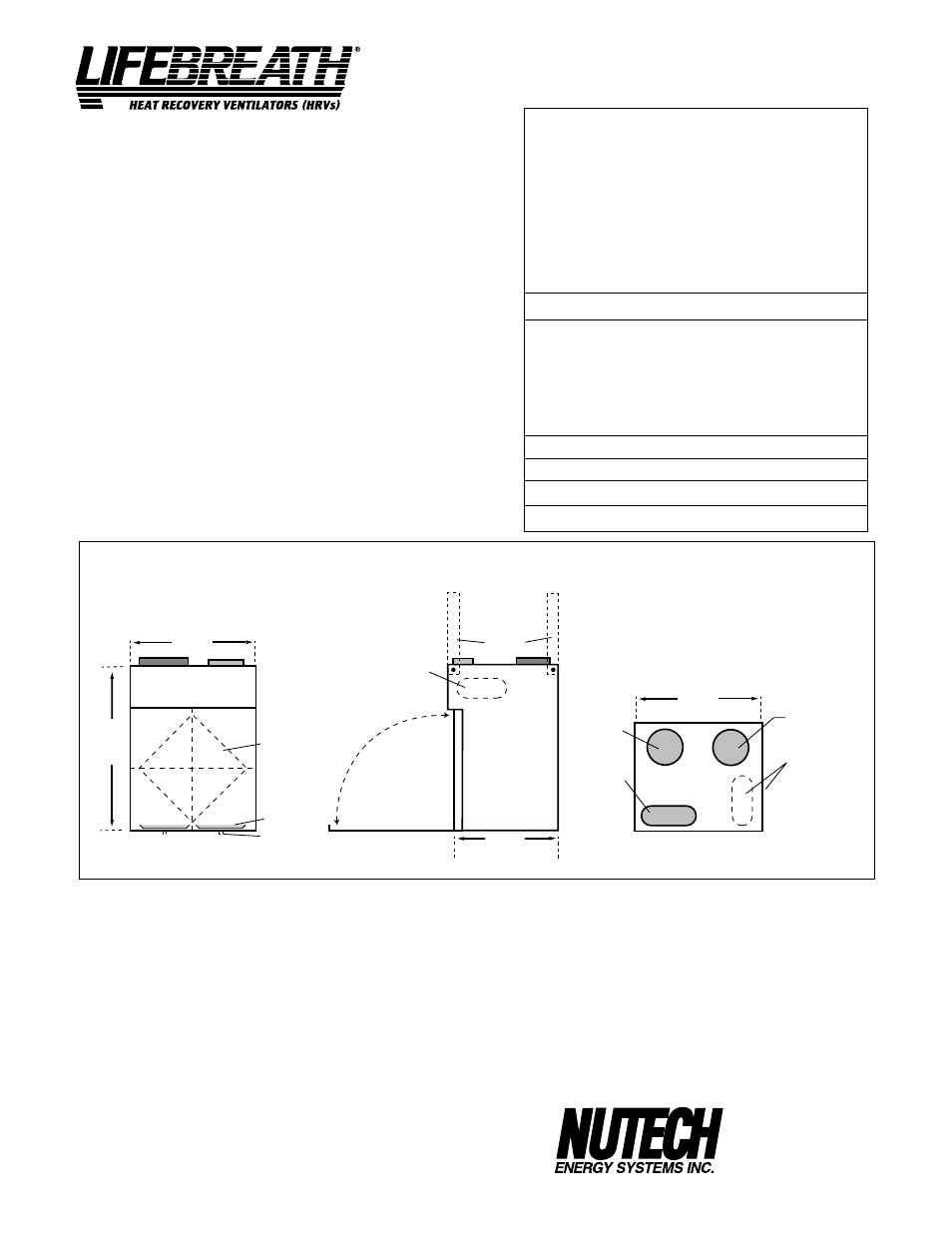Model 95max, Dimensions 95max, Front top | Side, Engineering data, Performance, Options | Lifebreath CONTROLAIR 15 200MAX User Manual | Page 5 / 32