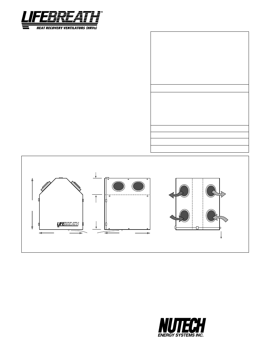 Model maxtop, Engineering data, Performance | Dimensions maxtop, Options | Lifebreath CONTROLAIR 15 200MAX User Manual | Page 8 / 32