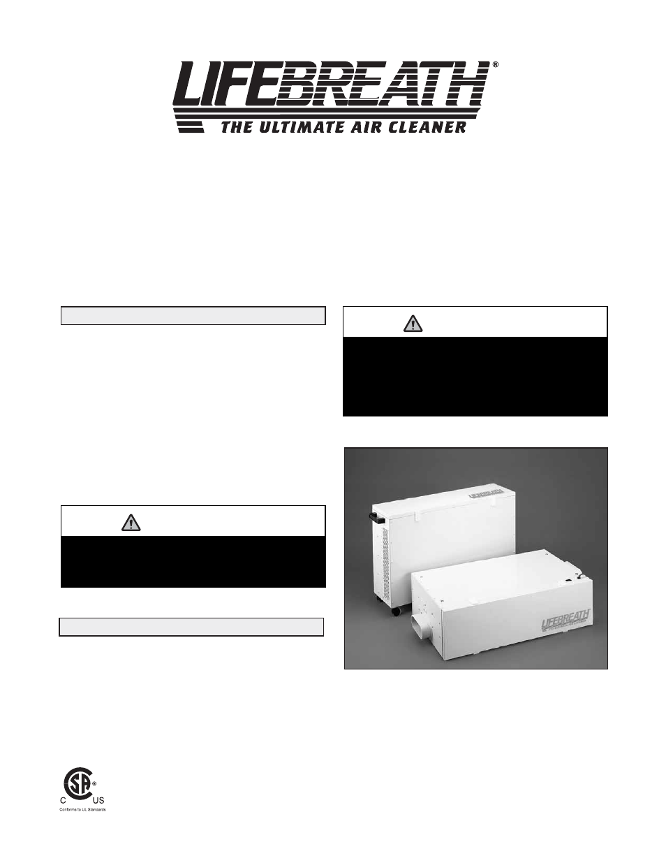 Lifebreath TFPC2000 User Manual | 4 pages