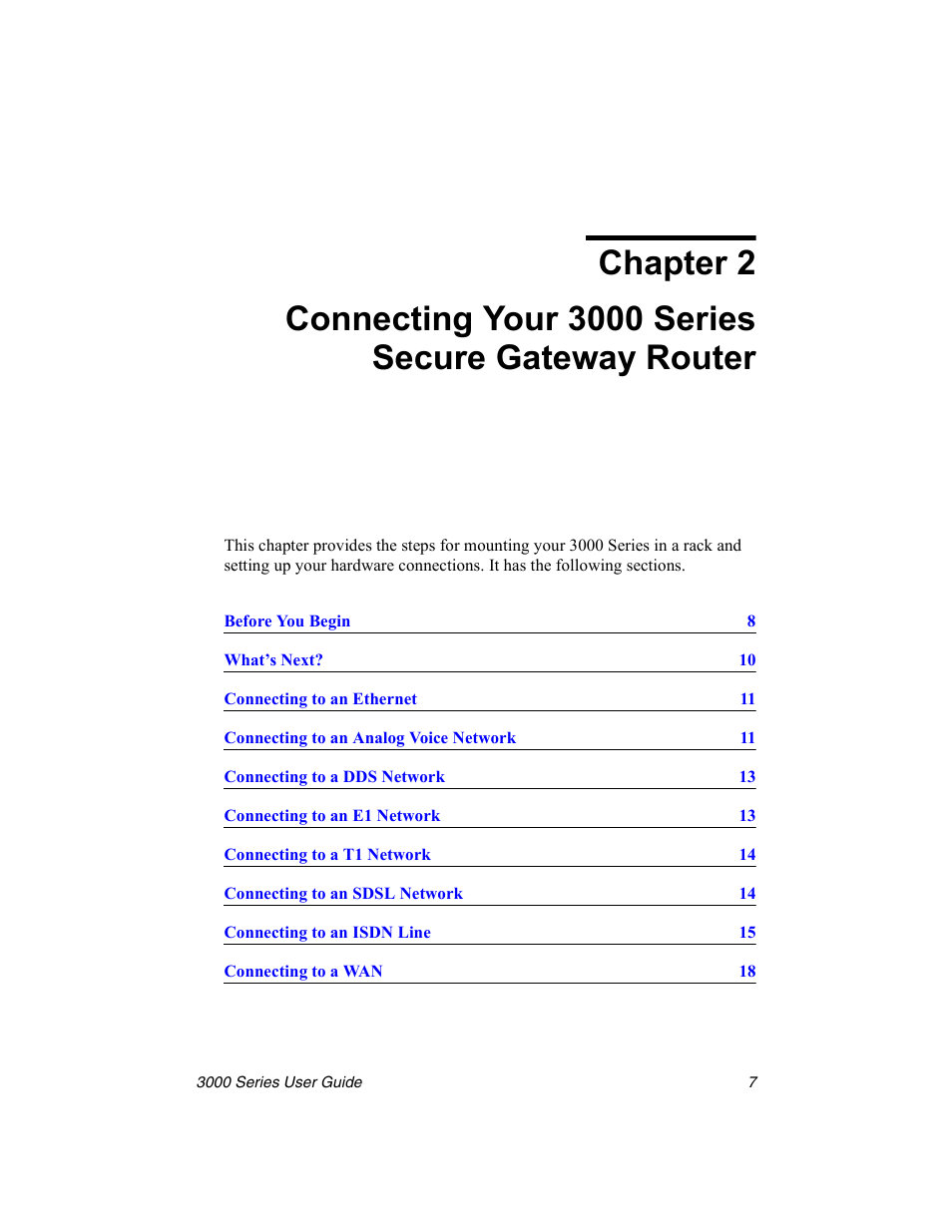 Chapter 2, Connecting your 3000 series secure gateway router | Nx Networks 3000 User Manual | Page 21 / 84